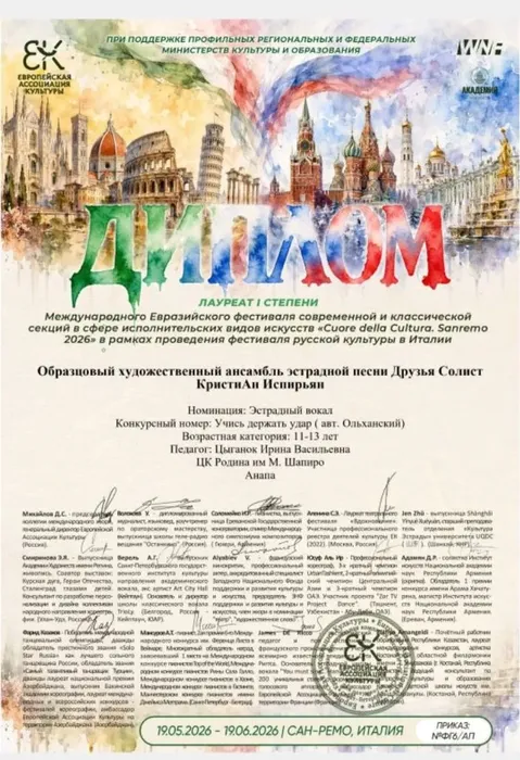 Диплом "Друзья "